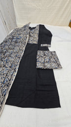Cotton Kurta Set with Kalamkari Dupatta