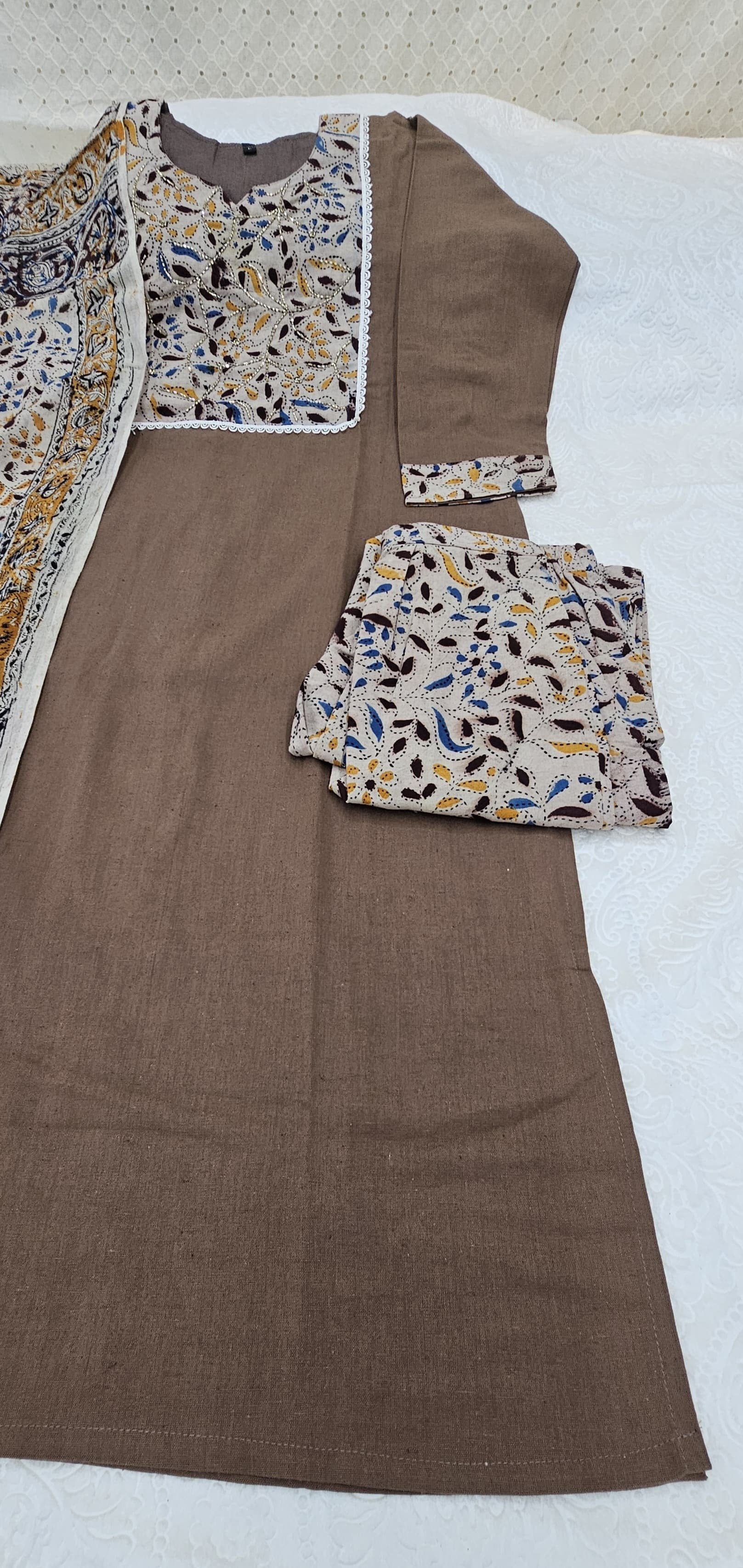Cotton Kurta Set with Kalamkari Dupatta