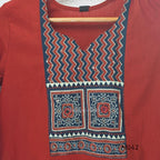 Brick Red Jaipur Cotton Printed Yoke Churidar Set