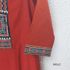 Brick Red Jaipur Cotton Printed Yoke Churidar Set