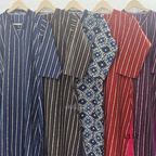 Cotton women’s ethnic top in stripe and floral print patterns with V-neck, straight fit, and everyday kurti-style design.