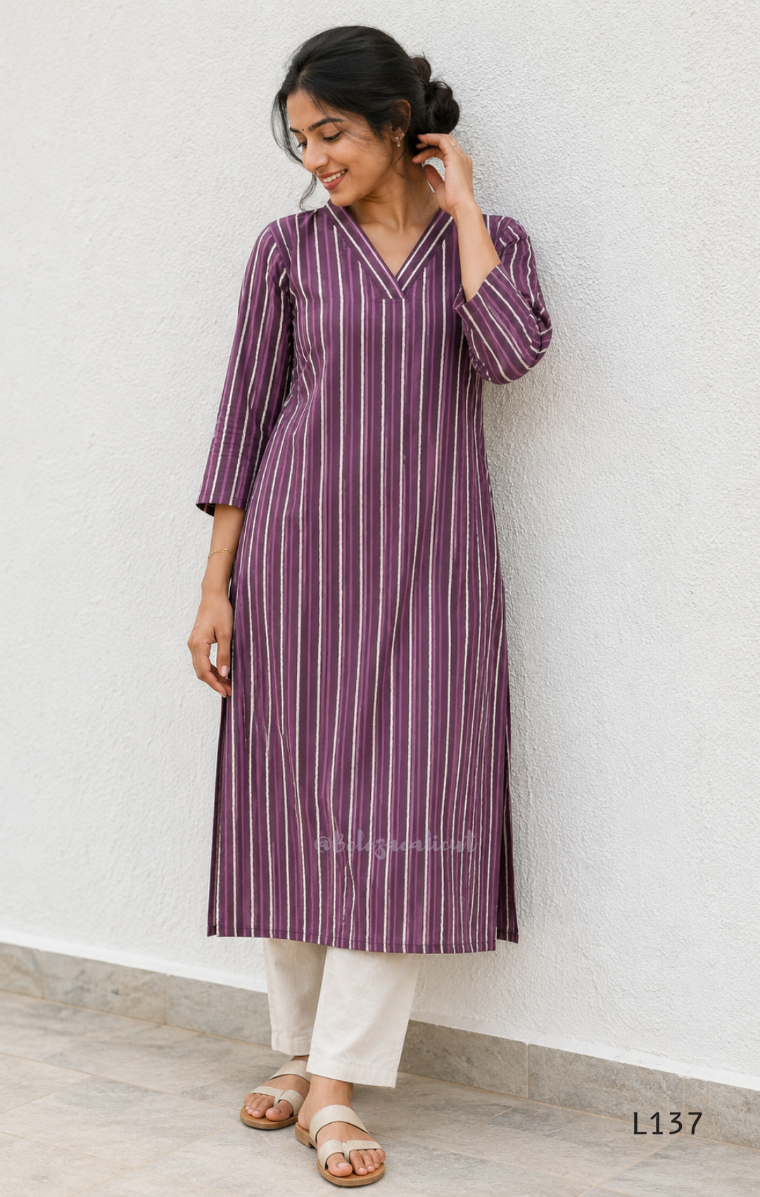 Cotton women’s ethnic top in stripe and floral print patterns with V-neck, straight fit, and everyday kurti-style design.