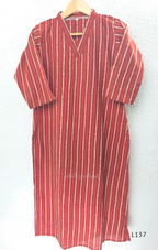 Cotton women’s ethnic top in stripe and floral print patterns with V-neck, straight fit, and everyday kurti-style design.
