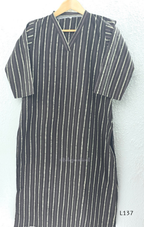 Cotton women’s ethnic top in stripe and floral print patterns with V-neck, straight fit, and everyday kurti-style design.