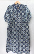 Cotton women’s ethnic top in stripe and floral print patterns with V-neck, straight fit, and everyday kurti-style design.