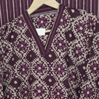 Deep Plum Cotton Churidar Set with Geometric Print
