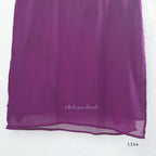 Deep purple georgette 3-piece straight ethnic set with embroidered floral yoke, matching pant and embellished dupatta.