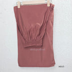 Dusty rose mul chanderi 3-piece churidar set with beige floral embroidery, scallop dupatta border, relaxed fit.