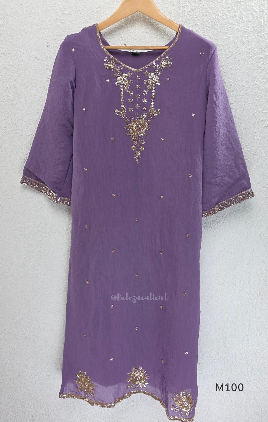 Pink, lavender, teal and mustard crushed silk churidar sets with gold-toned embroidery, matching bottoms and dupattas.
