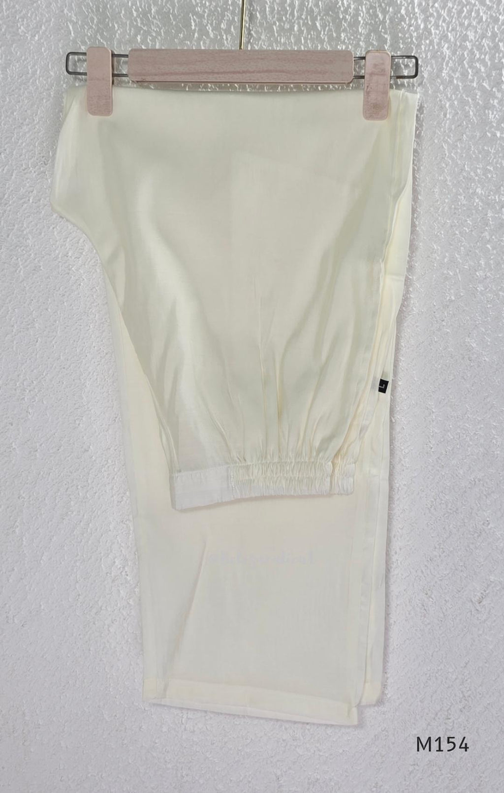 Ivory Roman Silk top and bottom coord set with lilac lotus embroidery and gold edging.