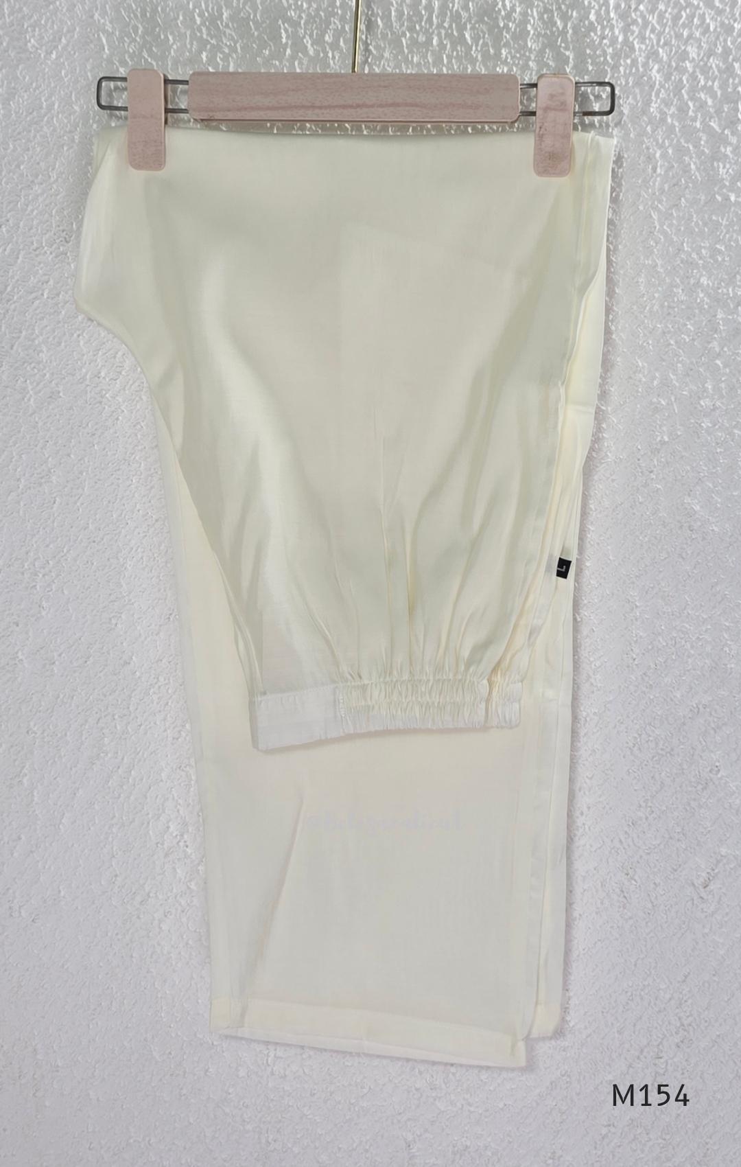 Ivory Roman Silk top and bottom coord set with lilac lotus embroidery and gold edging.