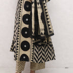 Beige & Black Cotton Printed Straight Kurta Set with Dupatta
