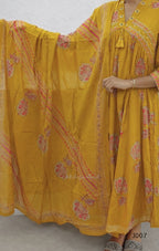 Mustard Yellow Pure Cotton Printed Kurta Set with Dupatta