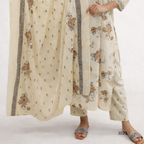 Beige floral outfit with matching dupatta on a white background
