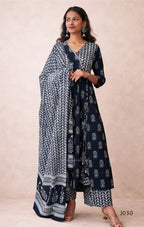 J030_BlackPureCottonPrintedAngrakhaKurtaSet_1