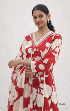 RedCottonPrintedKurtaSetwithDupatta