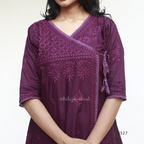 Wine purple mul cotton chikankari churidar set with lining, matching dupatta and tonal embroidery, available at Beleza Calicut Kerala.