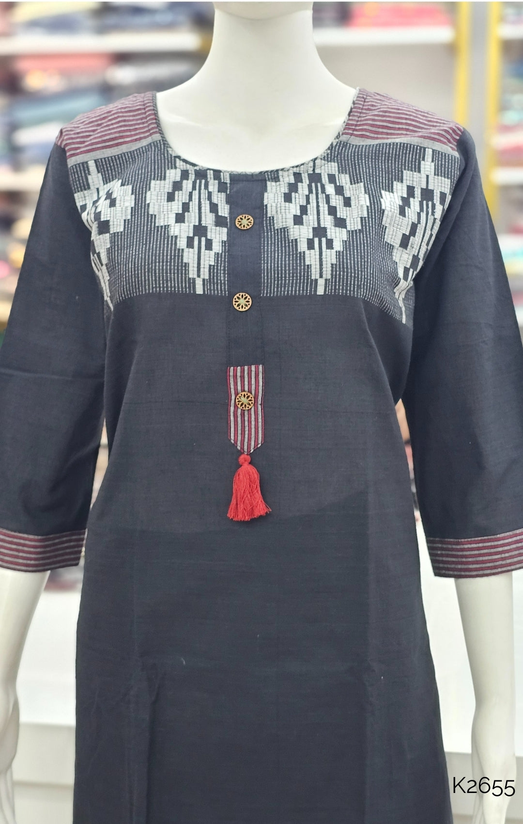 K2655_KTP_CharcoalblackCottonStraightKurti_1