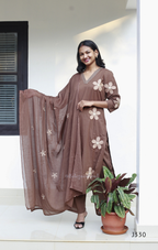 Mocha Brown Cotton Churidar Set | Beleza Calicut