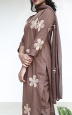 Mocha Brown Cotton Churidar Set | Beleza Calicut
