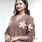 Mocha Brown Cotton Churidar Set | Beleza Calicut