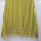 Mul chanderi embroidered A-line 3-piece churidar set with matching dupatta and bottom in festive colour options.