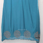 Mul chanderi embroidered A-line 3-piece churidar set with matching dupatta and bottom in festive colour options.