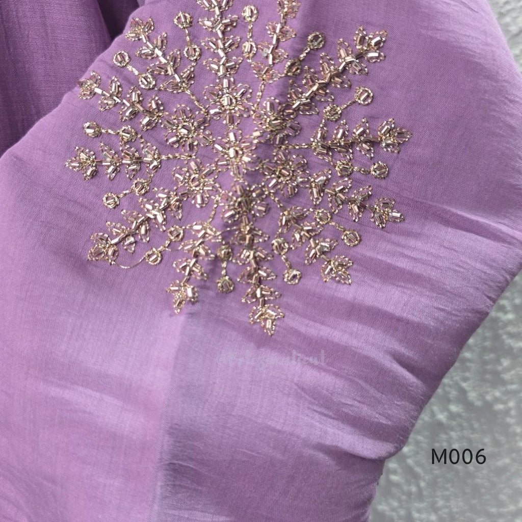 Mul chanderi embroidered A-line 3-piece churidar set with matching dupatta and bottom in festive colour options.
