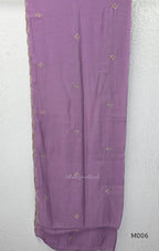 Mul chanderi embroidered A-line 3-piece churidar set with matching dupatta and bottom in festive colour options.