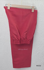 Mul chanderi embroidered A-line 3-piece churidar set with matching dupatta and bottom in festive colour options.