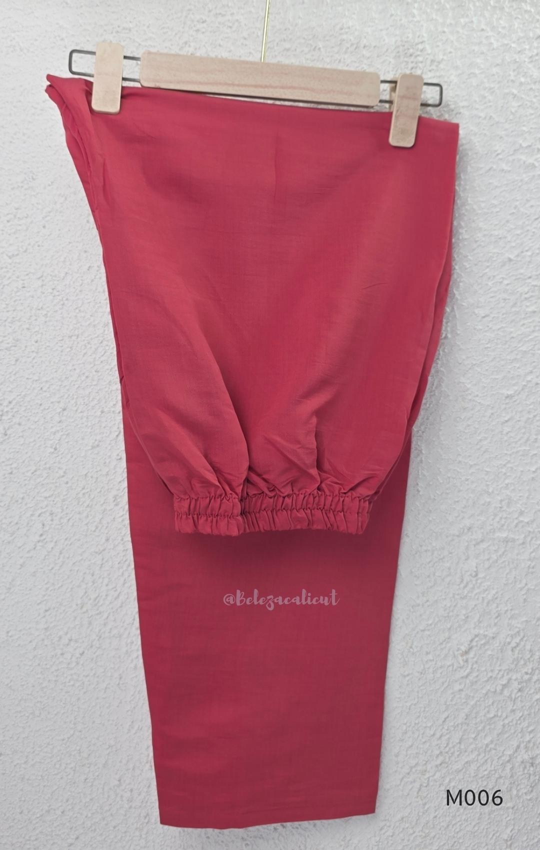 Mul chanderi embroidered A-line 3-piece churidar set with matching dupatta and bottom in festive colour options.