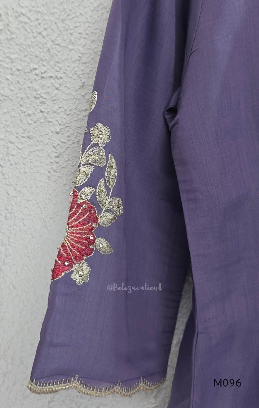 Mul chanderi floral embroidered A-line 3-piece ethnic wear set with matching bottom and dupatta in four colours.