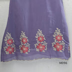 Mul chanderi floral embroidered A-line 3-piece ethnic wear set with matching bottom and dupatta in four colours.