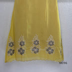 Mul chanderi floral embroidered A-line 3-piece ethnic wear set with matching bottom and dupatta in four colours.
