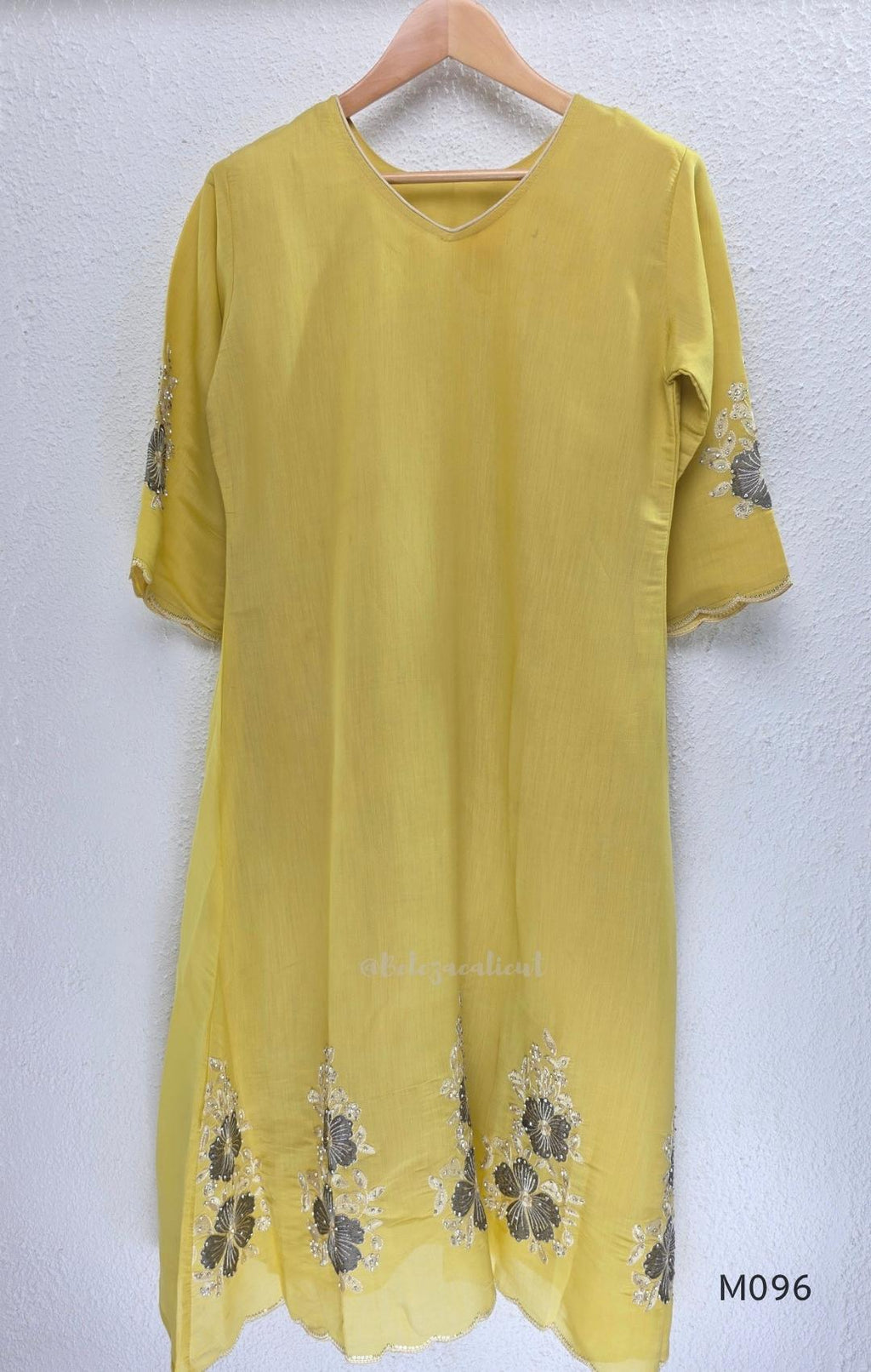 Mul chanderi floral embroidered A-line 3-piece ethnic wear set with matching bottom and dupatta in four colours.