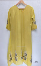 Mul chanderi floral embroidered A-line 3-piece ethnic wear set with matching bottom and dupatta in four colours.