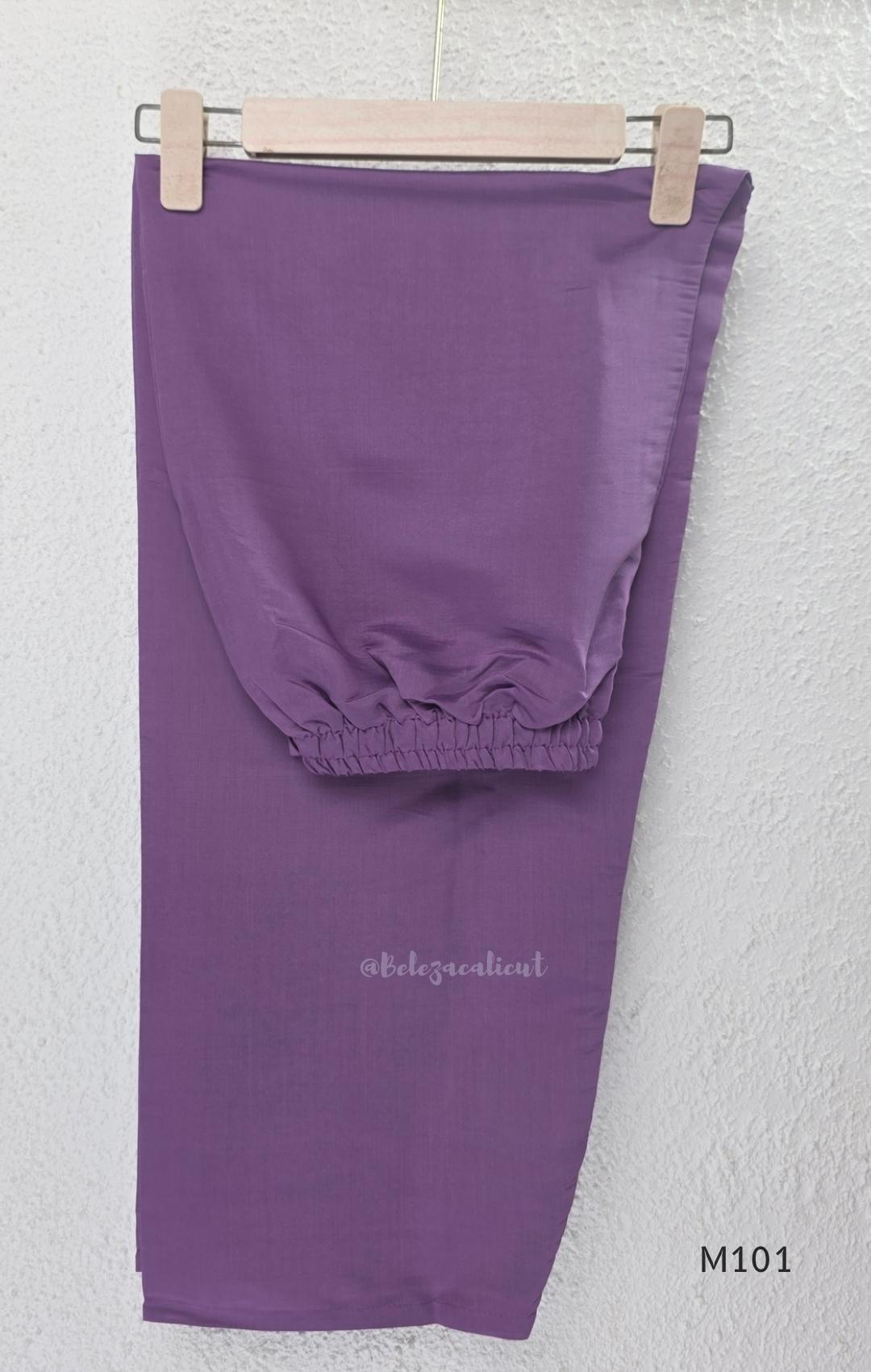 Lavender purple Mul Chanderi A-line churidar set with floral embroidery, matching straight-leg bottom and floral dupatta at Beleza, Calicut.