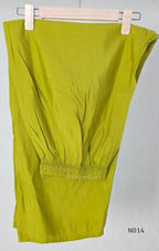 Yellow-toned lime green Mul Chanderi three-piece churidar set with a pleated V-neck kurta, floral and lattice embroidery, straight pants and a floral dupatta. - view 6
