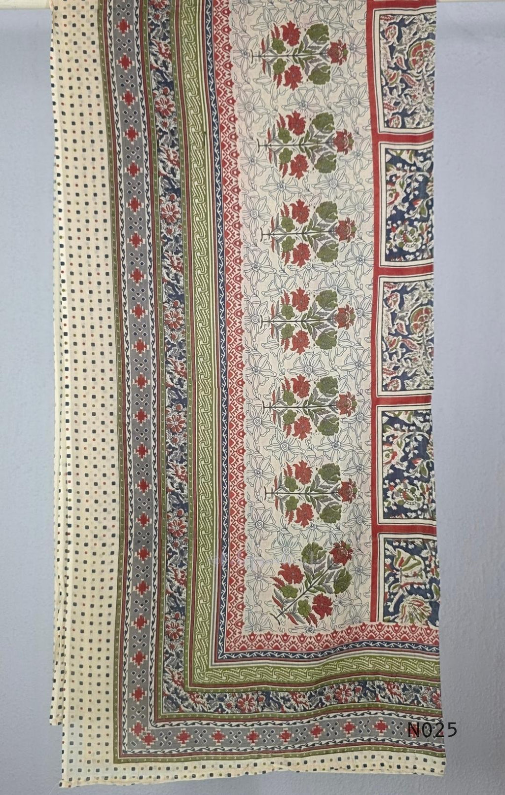 Bottle green Chanderi-blend churidar set with a printed yoke, patterned cotton straight pants and a printed cotton dupatta. - view 5