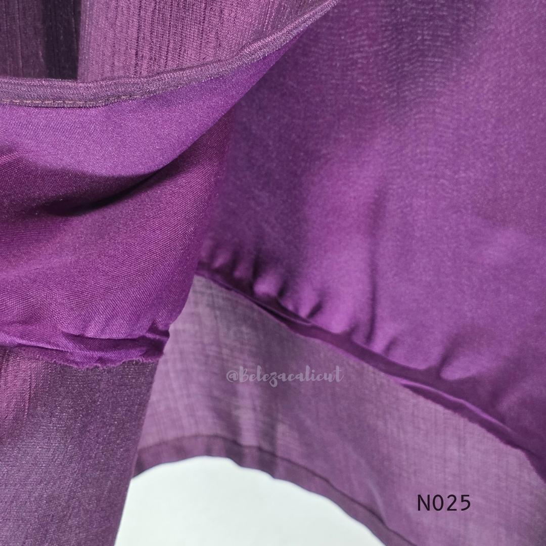 Grape-purple Chanderi silk-blend churidar set with a cream printed yoke, patterned cotton straight pants and a floral cotton dupatta.