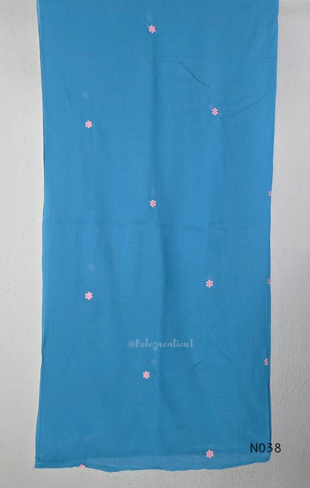 Blue Cotton Floral Embroidered Churidar Set