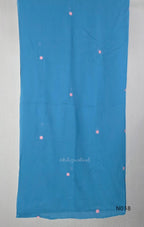 Blue Cotton Floral Embroidered Churidar Set