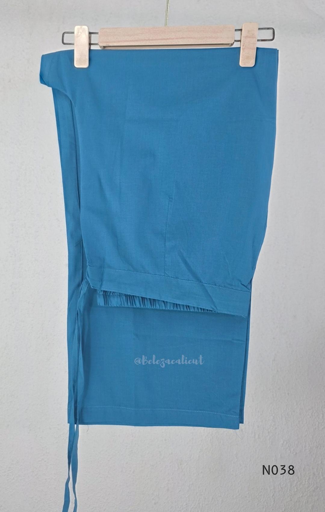 Blue Cotton Floral Embroidered Churidar Set