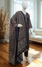 Black Ajrakh Print Cotton Kurta Set with Dupatta