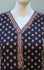 Black Ajrakh Print Cotton Kurta Set with Dupatta