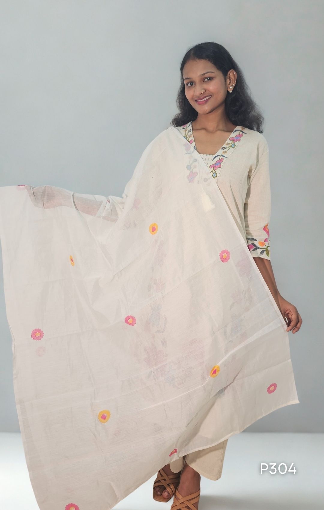 Ivory Bloom Embroidered Kurta Set-1