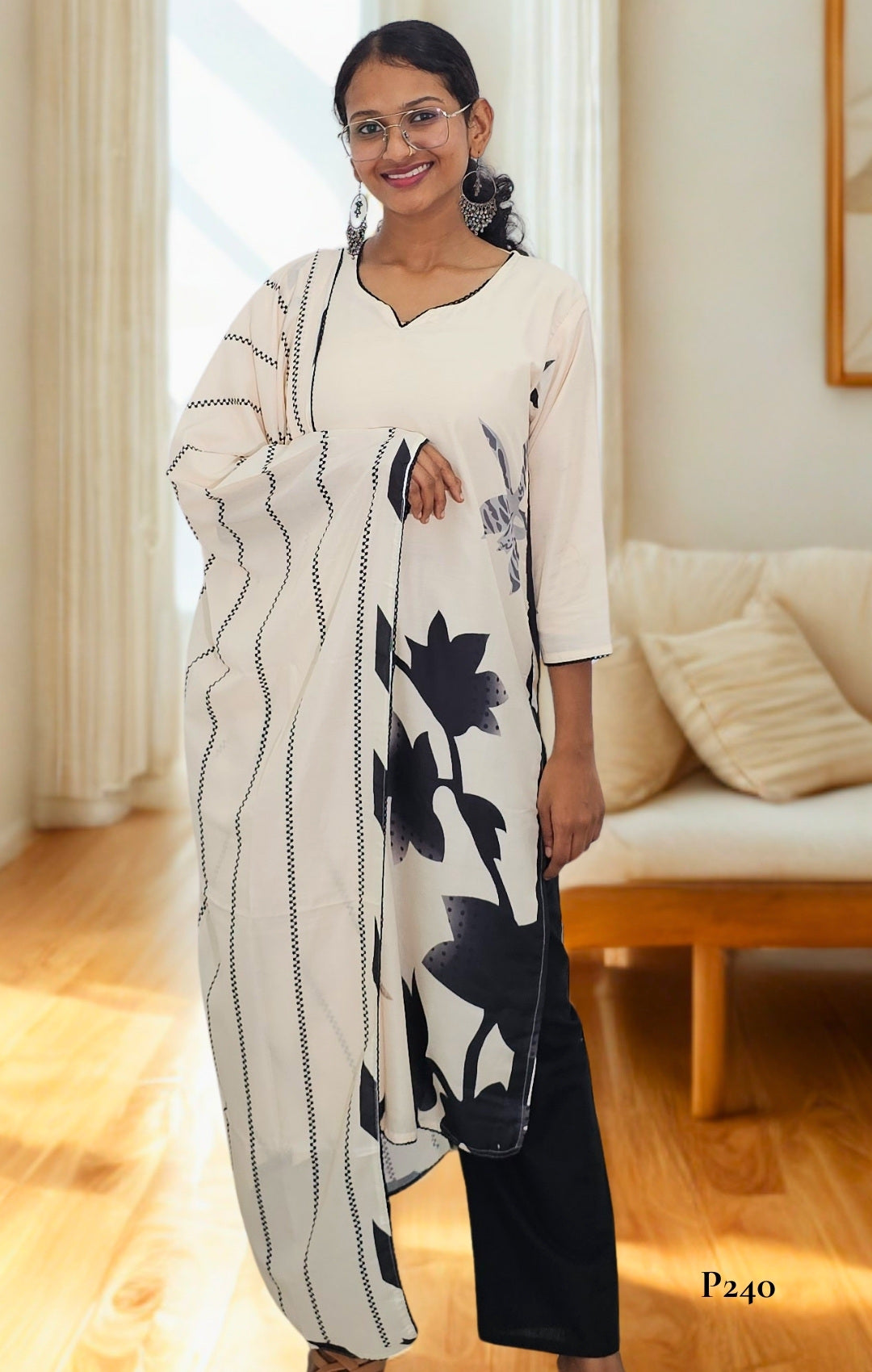 Monochrome Elegance Kurta Set
