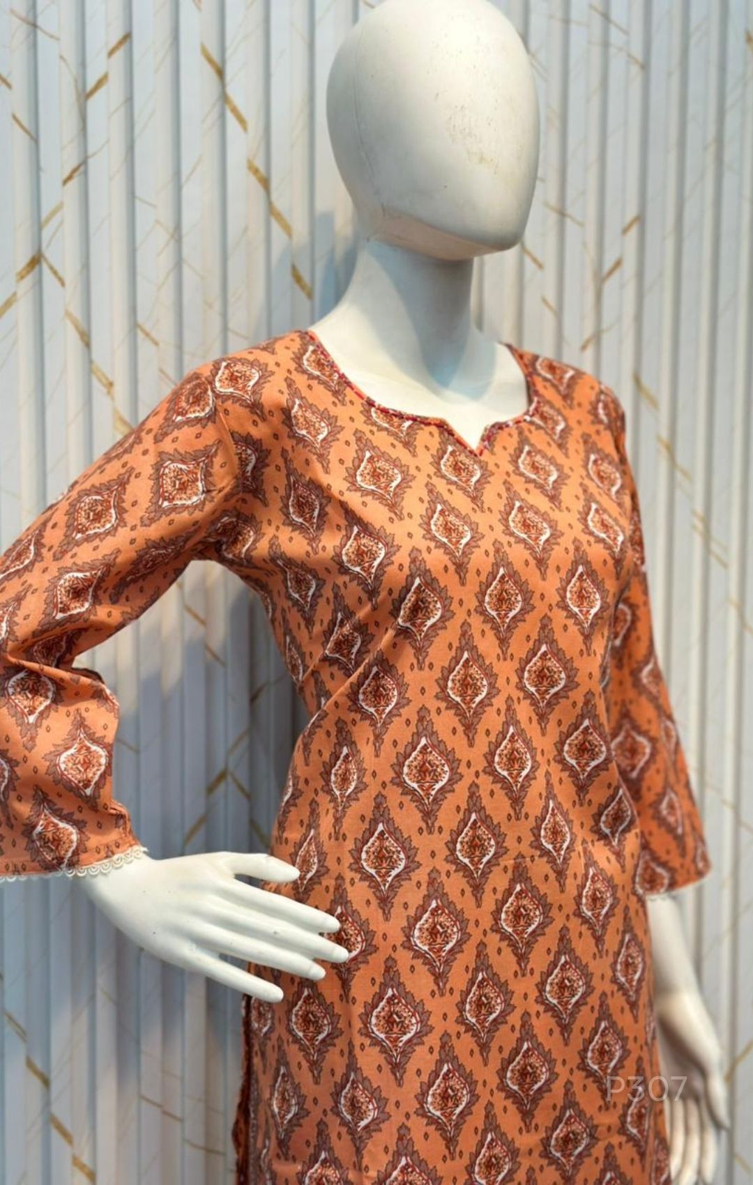 Terracotta Bloom Cotton Kurta Set