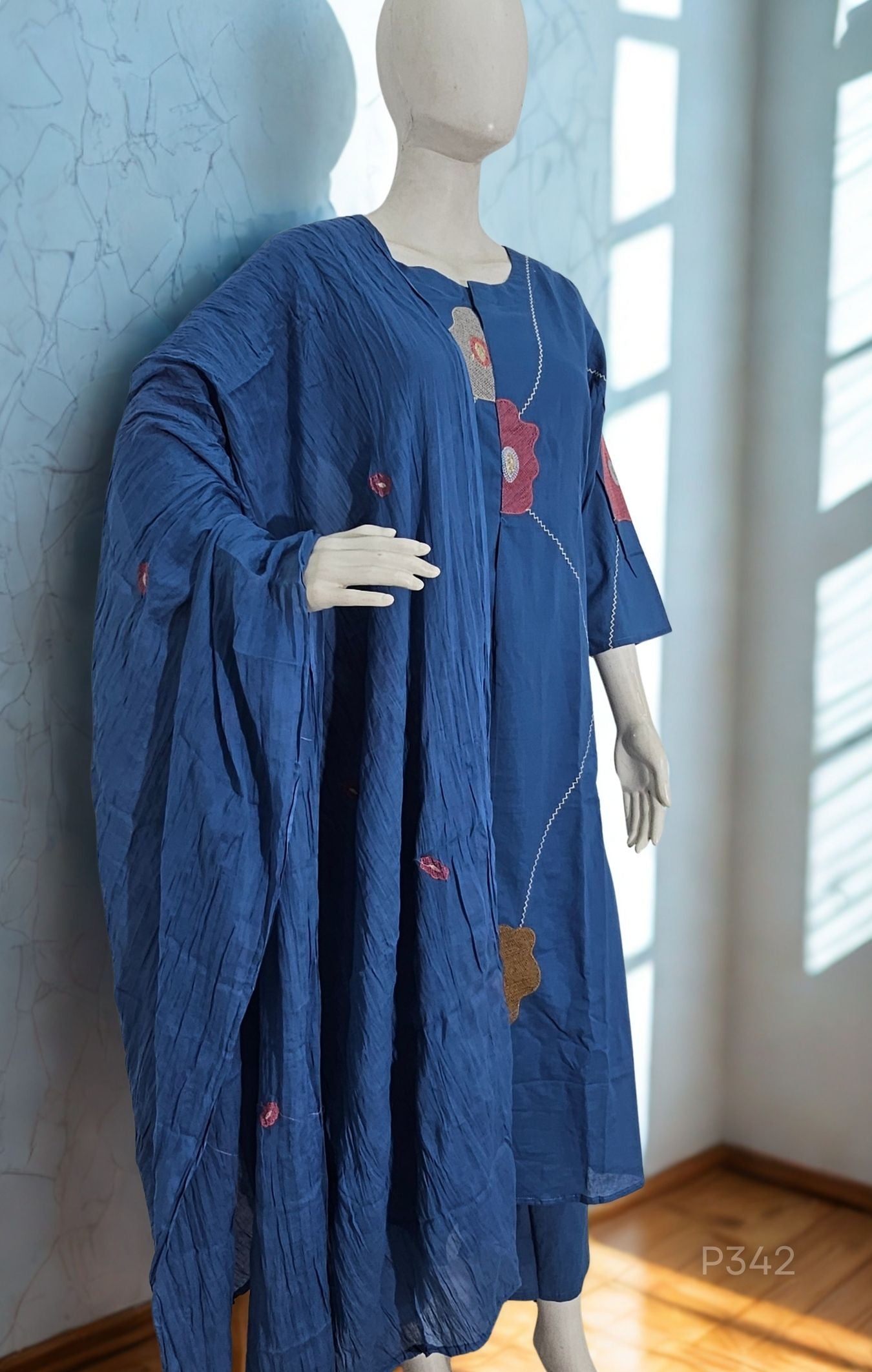 Ocean Bloom Mul Cotton Kurta Set_1