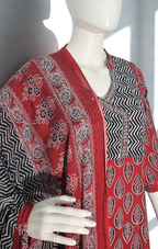 Crimson Leaf Cotton Kurta Set